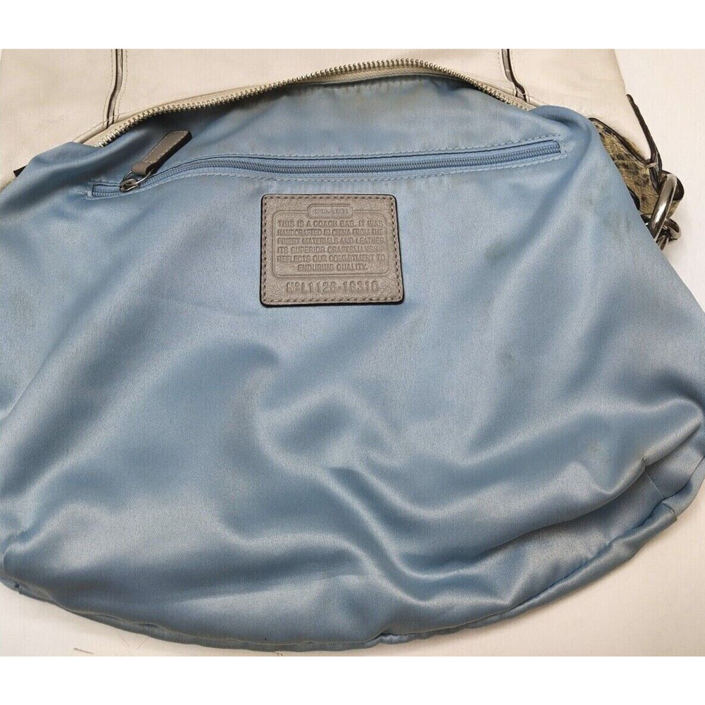 Coach Kristin White Leather Snakeskin Detail Zipper Hobo Shoulder Bag - Picture 11 of 14